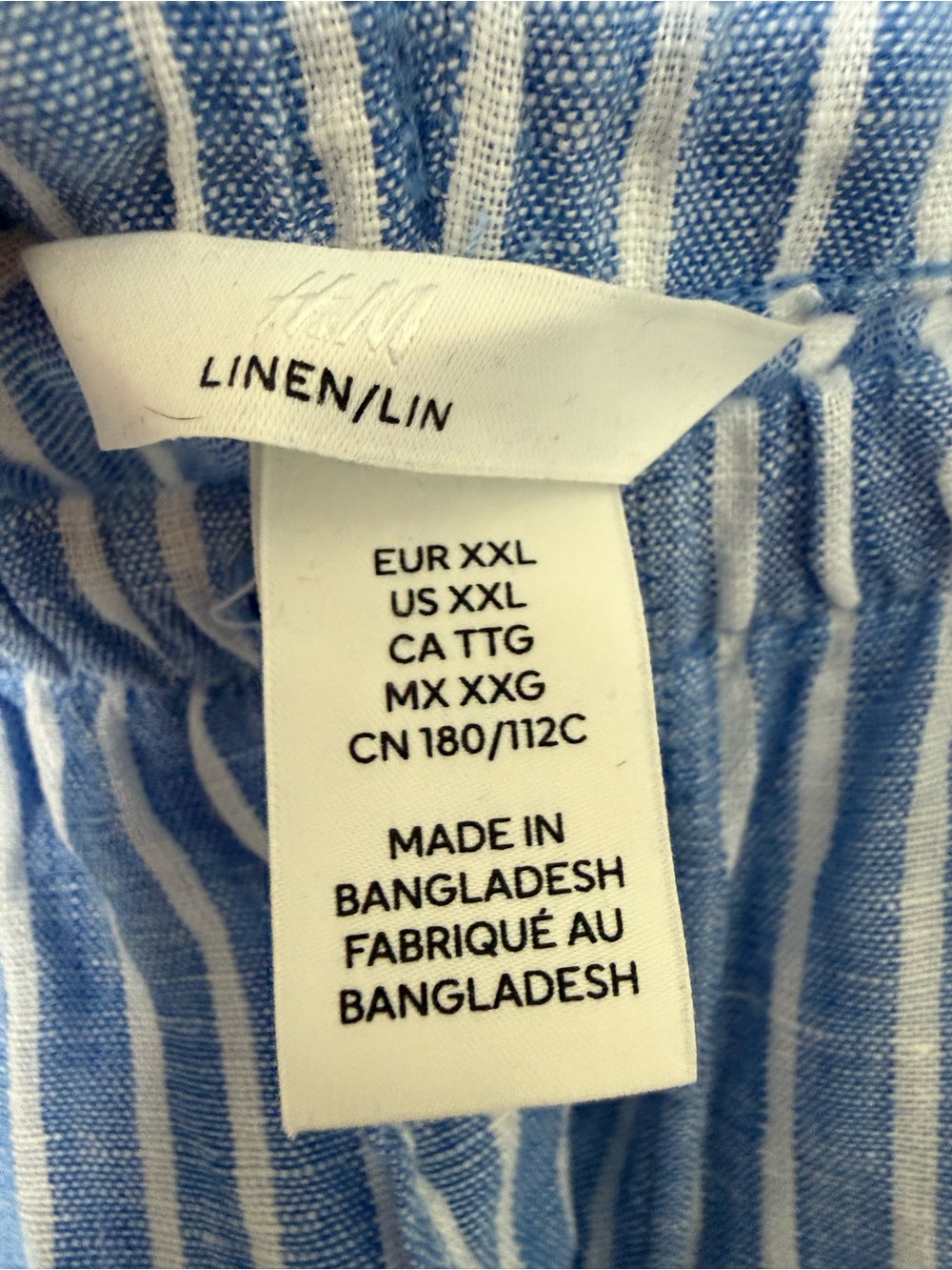 H&M Blue and White Striped Women's Linen Shorts - Picture 2 of 3